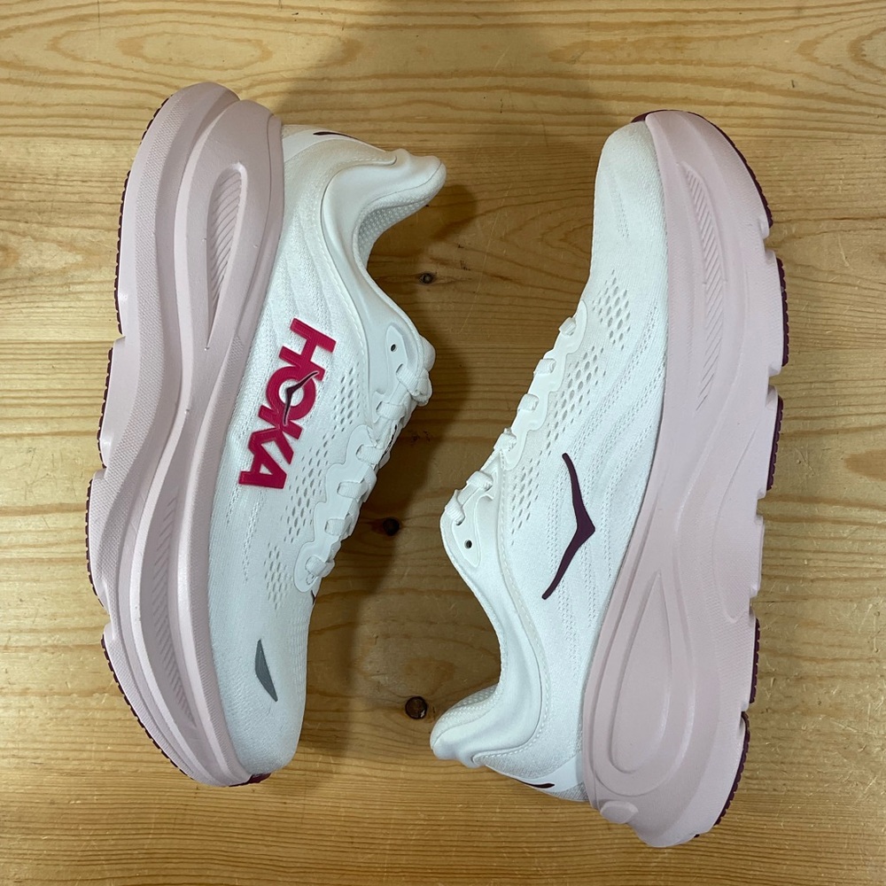 Hoka One Bondi 9 Running Shoes Women’s 9.5 D WIDE White Pink Opal 1162014 WKP - Picture 6 of 9